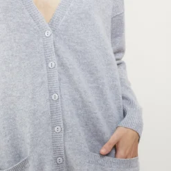 Montagut Les Incontournables-Long cardigan à poches en cachemire - Blush 09-Gris moyen