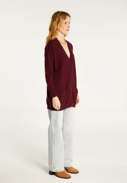 Montagut Les Incontournables-Long cardigan à poches en cachemire - Blush 18-Violet foncé