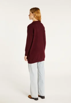 Montagut Les Incontournables-Long cardigan à poches en cachemire - Blush 18-Violet foncé