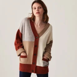 Montagut Vestes Et Cardigans-Long cardigan boutonné en cachemire - Delia 13-Beige moyen