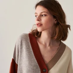Montagut Vestes Et Cardigans-Long cardigan boutonné en cachemire - Delia 13-Beige moyen