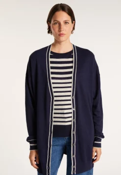 Montagut Vestes Et Cardigans-Long cardigan en lin cachemire - Narcissa 05-Bleu marine