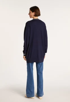 Montagut Vestes Et Cardigans-Long cardigan en lin cachemire - Narcissa 05-Bleu marine
