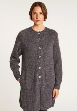 Montagut Vestes Et Cardigans-Long gilet à poches en mohair - Gaya 10-Gris foncé