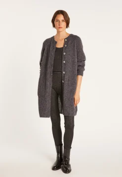 Montagut Vestes Et Cardigans-Long gilet à poches en mohair - Gaya 10-Gris foncé