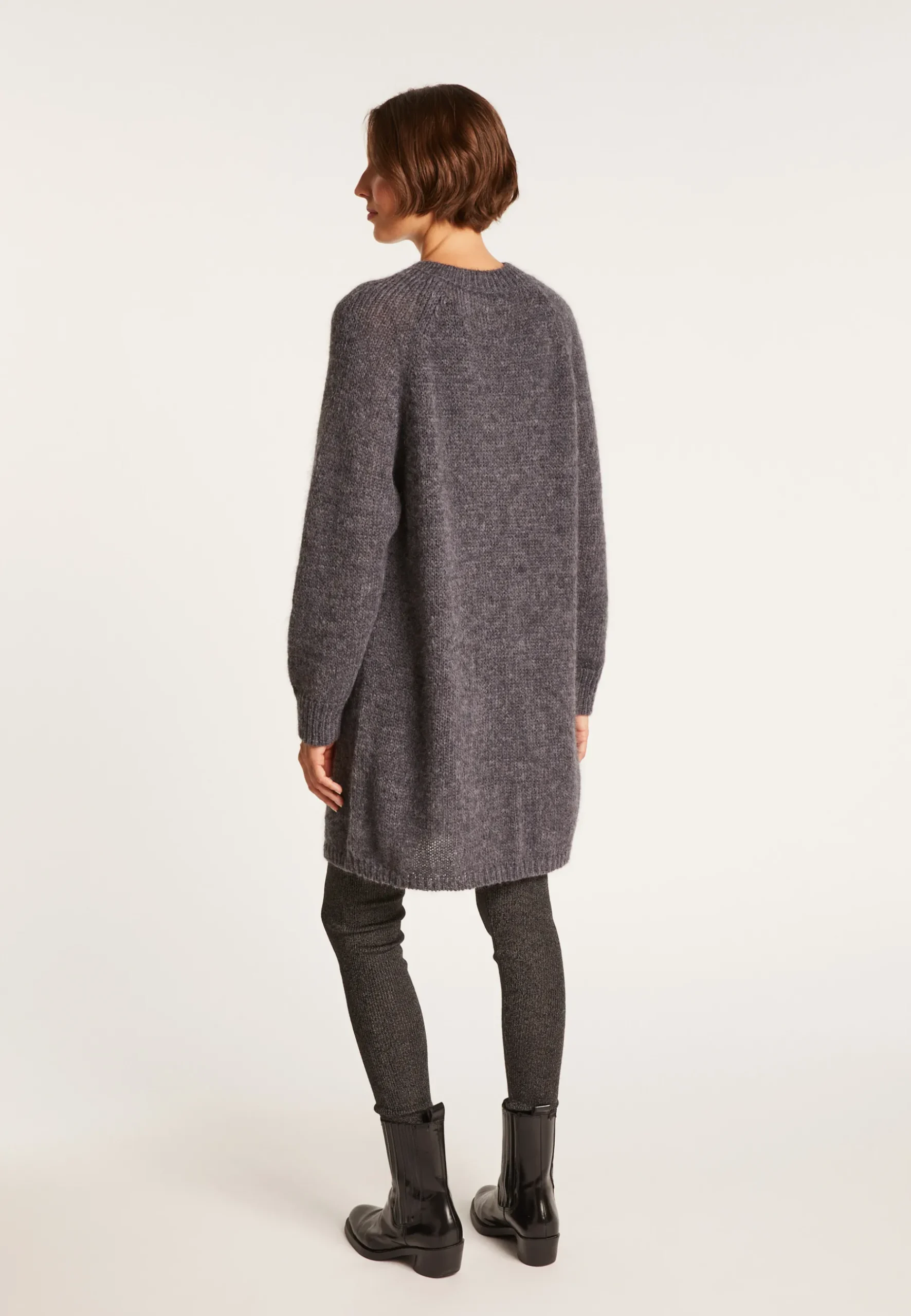 Montagut Vestes Et Cardigans-Long gilet à poches en mohair - Gaya 10-Gris foncé