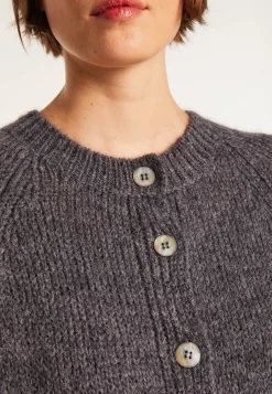 Montagut Vestes Et Cardigans-Long gilet à poches en mohair - Gaya 10-Gris foncé
