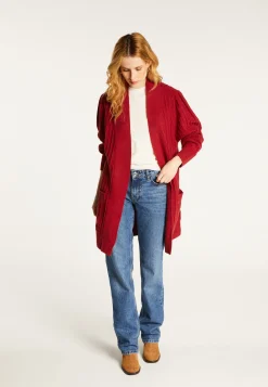 Montagut Vestes Et Cardigans-Long gilet en laine alpaga manches ballons - Damy 20-Rouge foncé