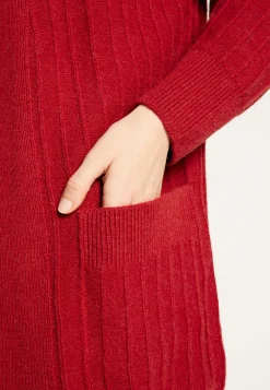 Montagut Vestes Et Cardigans-Long gilet en laine alpaga manches ballons - Damy 20-Rouge foncé