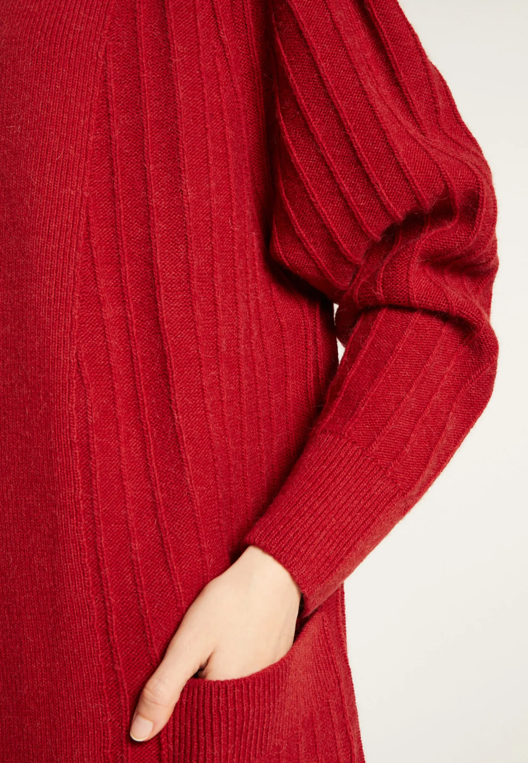 Montagut Vestes Et Cardigans-Long gilet en laine alpaga manches ballons - Damy 20-Rouge foncé