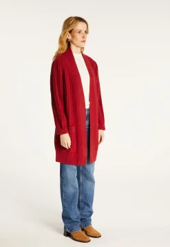 Montagut Vestes Et Cardigans-Long gilet en laine alpaga manches ballons - Damy 20-Rouge foncé