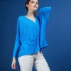 Montagut Vestes Et Cardigans-Long gilet en lin - Ballon 06-Bleu moyen