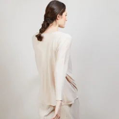 Montagut Vestes Et Cardigans-Long gilet en lin - Ballon 12-Beige clair