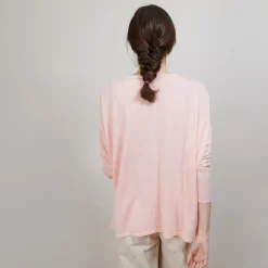 Montagut Vestes Et Cardigans-Long gilet en lin - Ballon 24-Rose clair