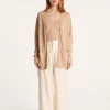 Montagut Vestes Et Cardigans-Long gilet en lin flammé - Naelle 13-Beige moyen