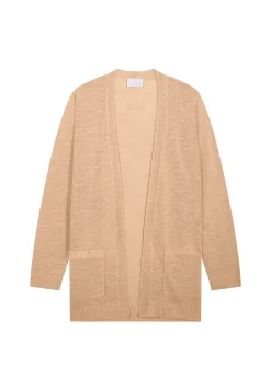 Montagut Vestes Et Cardigans-Long gilet en lin flammé - Naelle 13-Beige moyen
