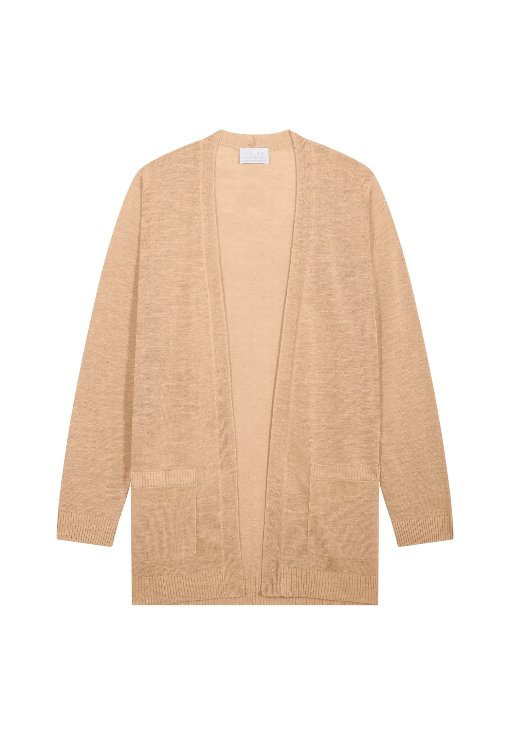 Montagut Vestes Et Cardigans-Long gilet en lin flammé - Naelle 13-Beige moyen