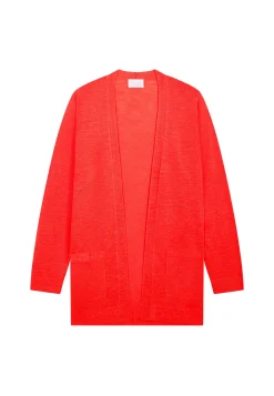 Montagut Vestes Et Cardigans-Long gilet en lin flammé - Naelle 52-Rouge
