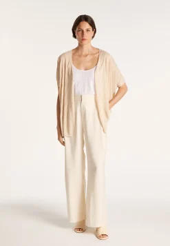 Montagut Vestes Et Cardigans-Long gilet en lin flammé - Cid 12-Beige clair