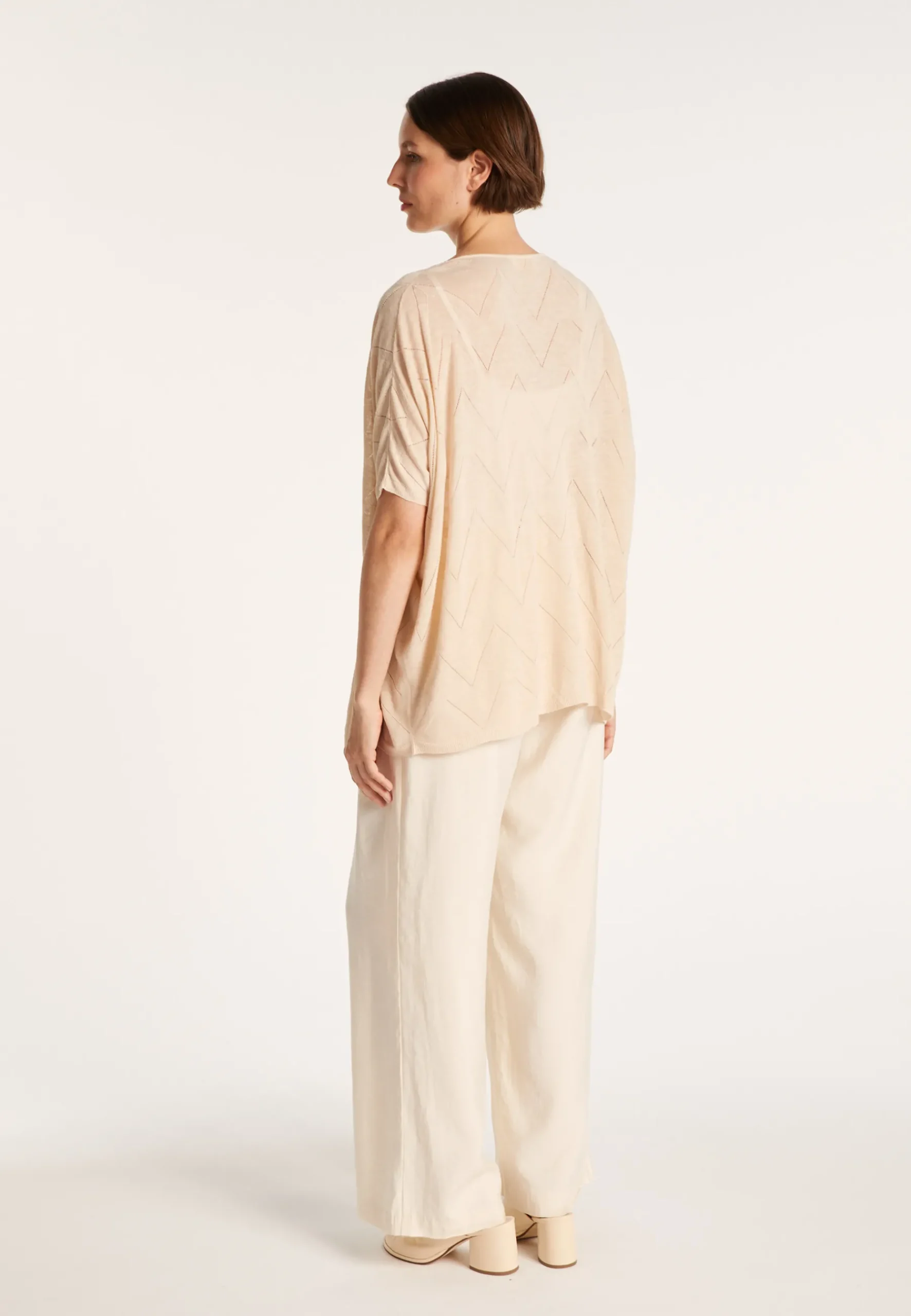 Montagut Vestes Et Cardigans-Long gilet en lin flammé - Cid 12-Beige clair