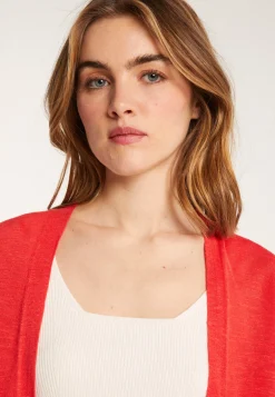 Montagut Vestes Et Cardigans-Long gilet en lin flammé - Naelle 52-Rouge