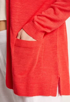 Montagut Vestes Et Cardigans-Long gilet en lin flammé - Naelle 52-Rouge