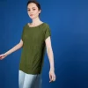 Montagut T-Shirts Et Débardeurs-Long T-shirt en lin flammé - Colinna 83-Kaki