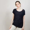 Montagut T-Shirts Et Débardeurs-Long T-shirt en lin flammé - Colinna 05-Bleu marine