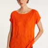 Montagut T-Shirts Et Débardeurs-Long T-shirt en lin flammé - Colinna 15-Orange