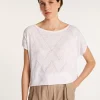Montagut T-Shirts Et Débardeurs-Long T-shirt en lin flammé - Colinna 02-Blanc