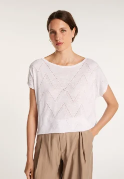 Montagut T-Shirts Et Débardeurs-Long T-shirt en lin flammé - Colinna 02-Blanc
