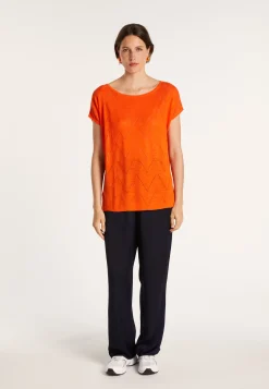 Montagut T-Shirts Et Débardeurs-Long T-shirt en lin flammé - Colinna 15-Orange
