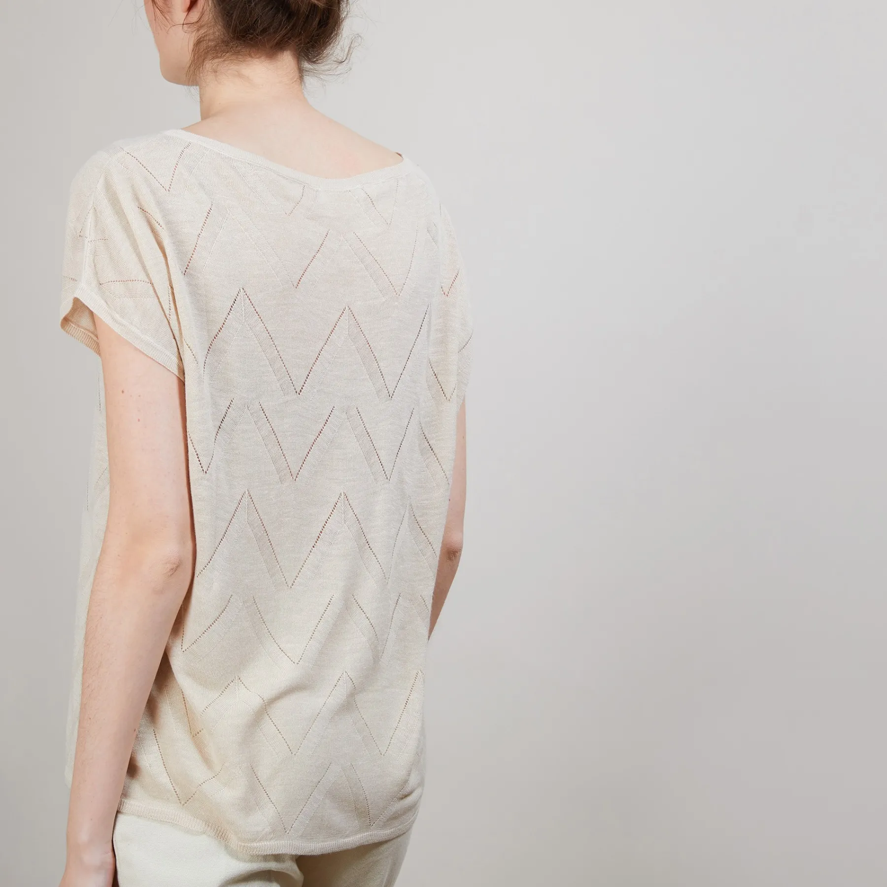 Montagut T-Shirts Et Débardeurs-Long T-shirt en lin flammé - Colinna 12-Beige clair
