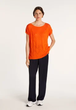 Montagut T-Shirts Et Débardeurs-Long T-shirt en lin flammé - Colinna 15-Orange