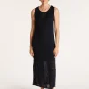 Montagut Jupes Et Robes-Longue robe en lin flammé - Come 05-Bleu marine