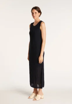 Montagut Jupes Et Robes-Longue robe en lin flammé - Come 05-Bleu marine