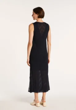 Montagut Jupes Et Robes-Longue robe en lin flammé - Come 05-Bleu marine