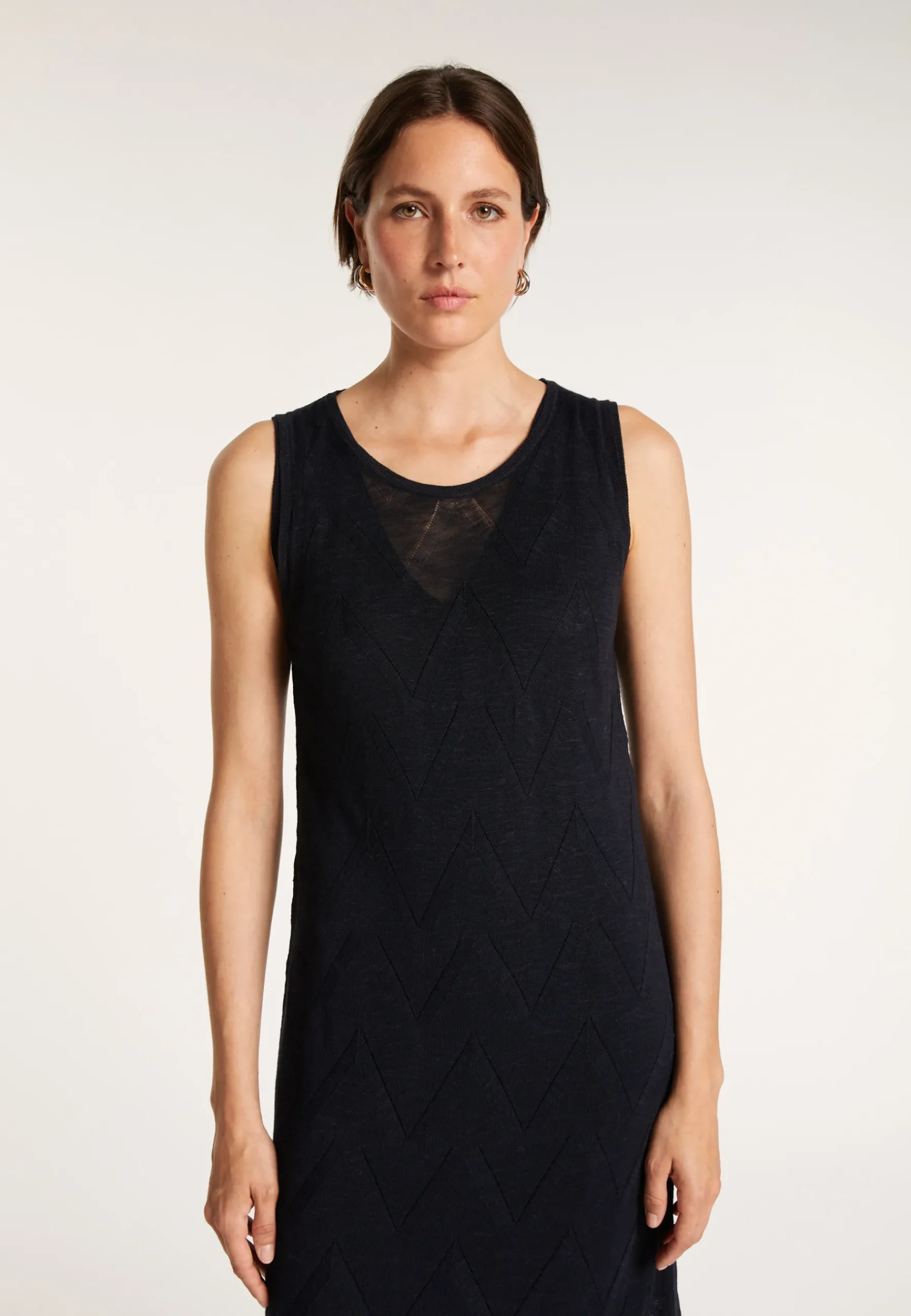 Montagut Jupes Et Robes-Longue robe en lin flammé - Come 05-Bleu marine