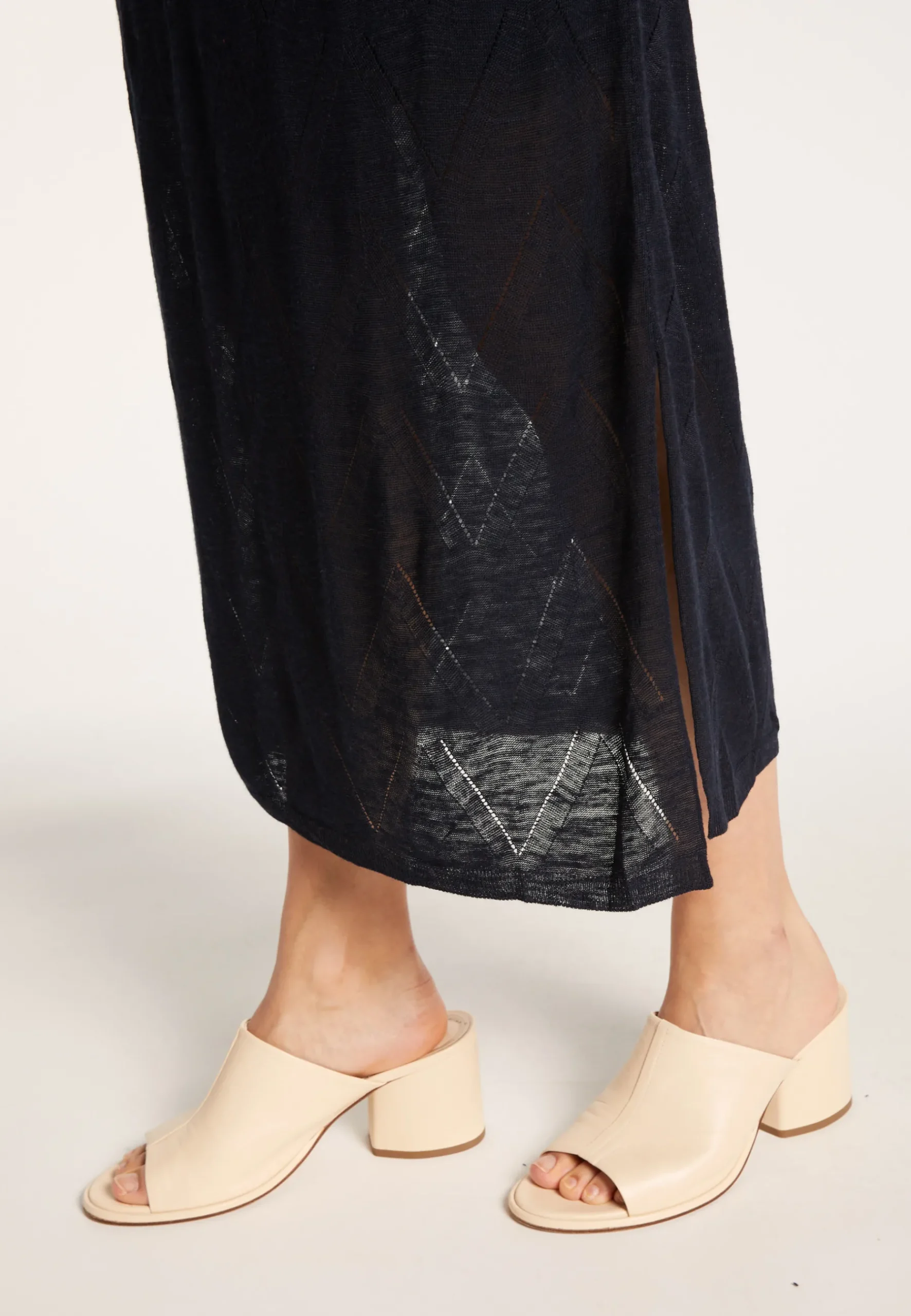 Montagut Jupes Et Robes-Longue robe en lin flammé - Come 05-Bleu marine