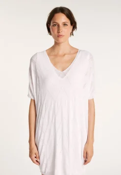 Montagut Pulls-Longue tunique en lin flammé - Carl 02-Blanc