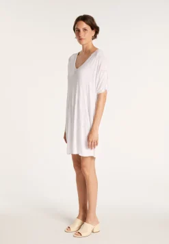 Montagut Pulls-Longue tunique en lin flammé - Carl 02-Blanc