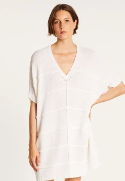 Montagut Pulls-Longue tunique femme - Clary 82-Ecru