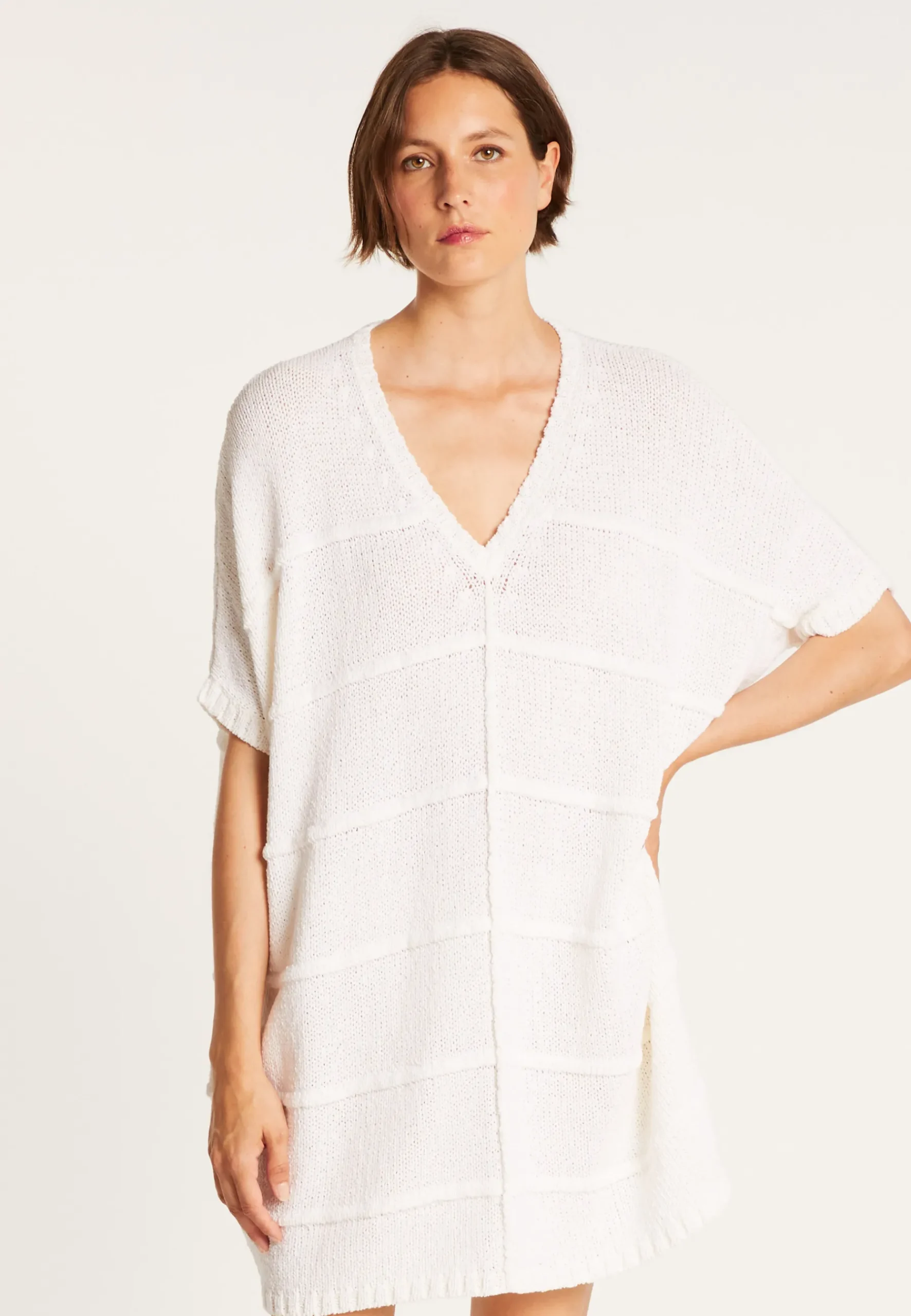 Montagut Pulls-Longue tunique femme - Clary 82-Ecru