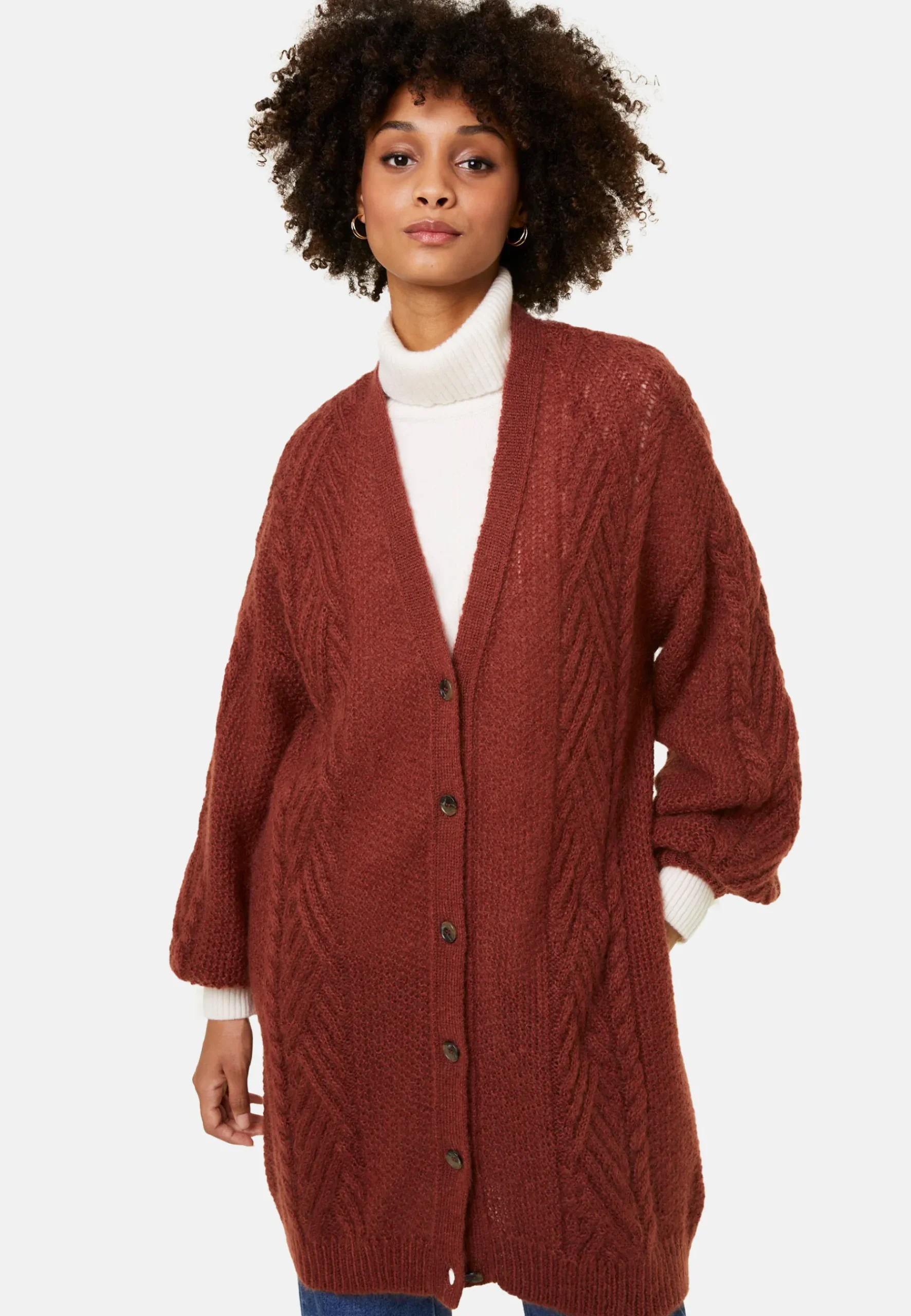 Montagut Vestes Et Cardigans-Manteau boutonné en mohair manches ballon - Galilee 92-Rouille