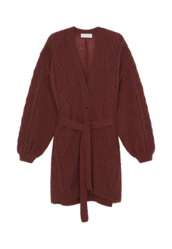 Montagut Vestes Et Cardigans-Manteau boutonné en mohair manches ballon - Galilee 92-Rouille