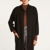 Montagut Vestes Et Cardigans-Manteau col montant en cachemire 2 fils - Dorys 01-Noir