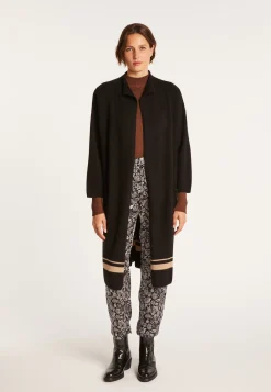 Montagut Vestes Et Cardigans-Manteau col montant en cachemire 2 fils - Dorys 01-Noir