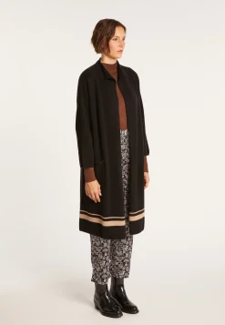 Montagut Vestes Et Cardigans-Manteau col montant en cachemire 2 fils - Dorys 01-Noir