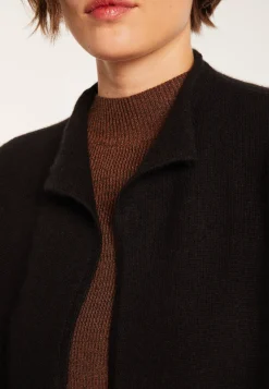 Montagut Vestes Et Cardigans-Manteau col montant en cachemire 2 fils - Dorys 01-Noir