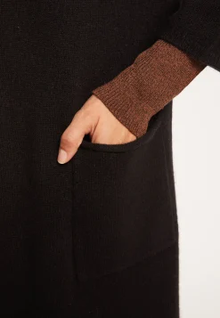 Montagut Vestes Et Cardigans-Manteau col montant en cachemire 2 fils - Dorys 01-Noir